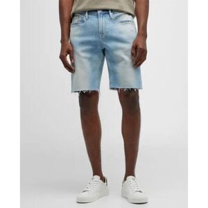 Frame Denim Mens Cut off Jean Shorts Distressed Raw Hem Size 34 Light Wash